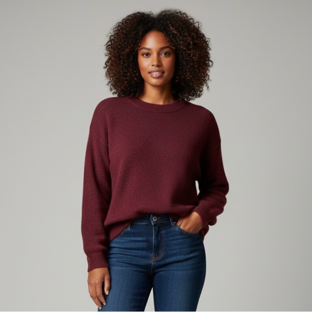 Women's Burgundy Crew Sweater